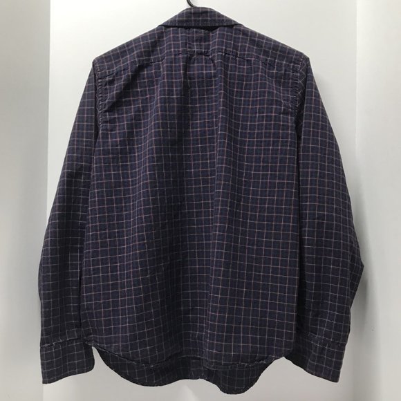 Chaps Navy / Maroon / White Plaid Long Sleeve Button Down Shirt - Picture 3 of 8